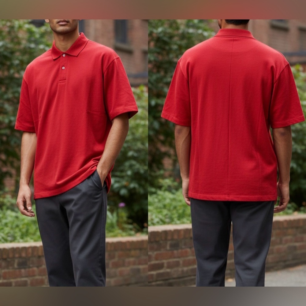 George Men's Red Short-Sleeve Polo MEDIUM
